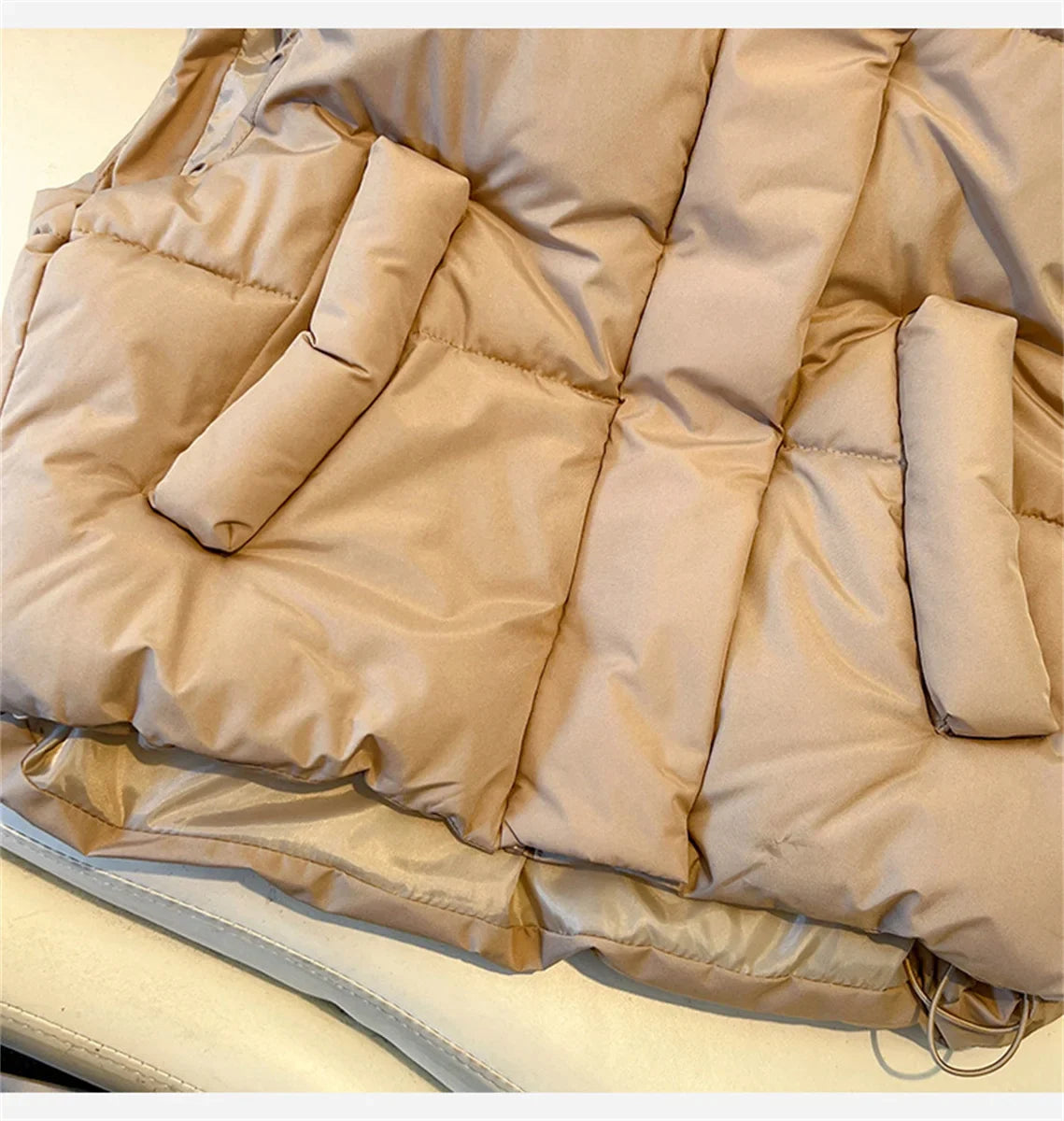 Warm Women Short Down Vest - Stand-Up Collar, Winter