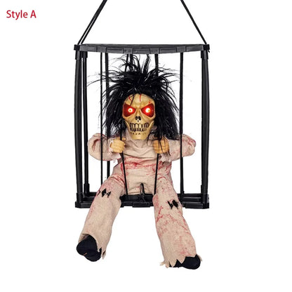 Schreeuwend skelet in gevangeniskooi, Halloween-decoratieaccessoire, angstaanjagend spookhuisdecor van acryl 2026