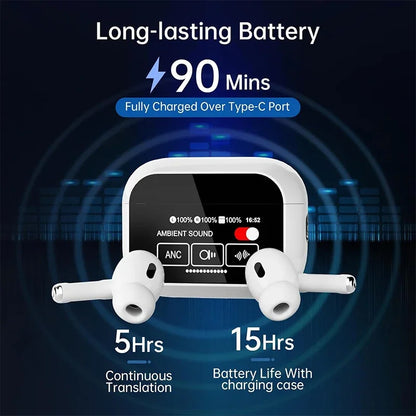 AI Translator Earbuds Offline 144 Languages 60H Case