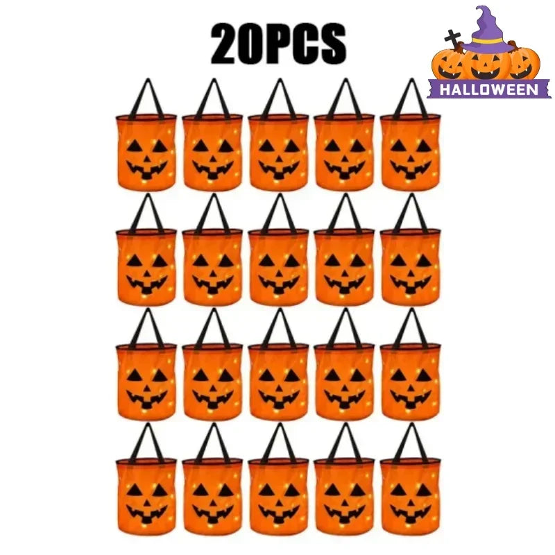 Secchio per dolcetti di Halloween con LED che si illumina al buio, secchio per dolcetti autunnale 2025 riutilizzabile, sicuro e visibile