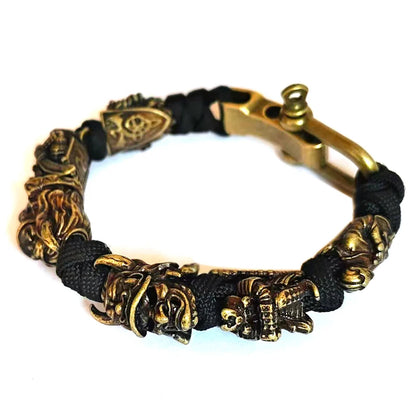Skull Paracord Bracelet Gothic Wristband Halloween 2026 Gift Idea Adjustable Braided Jewelry