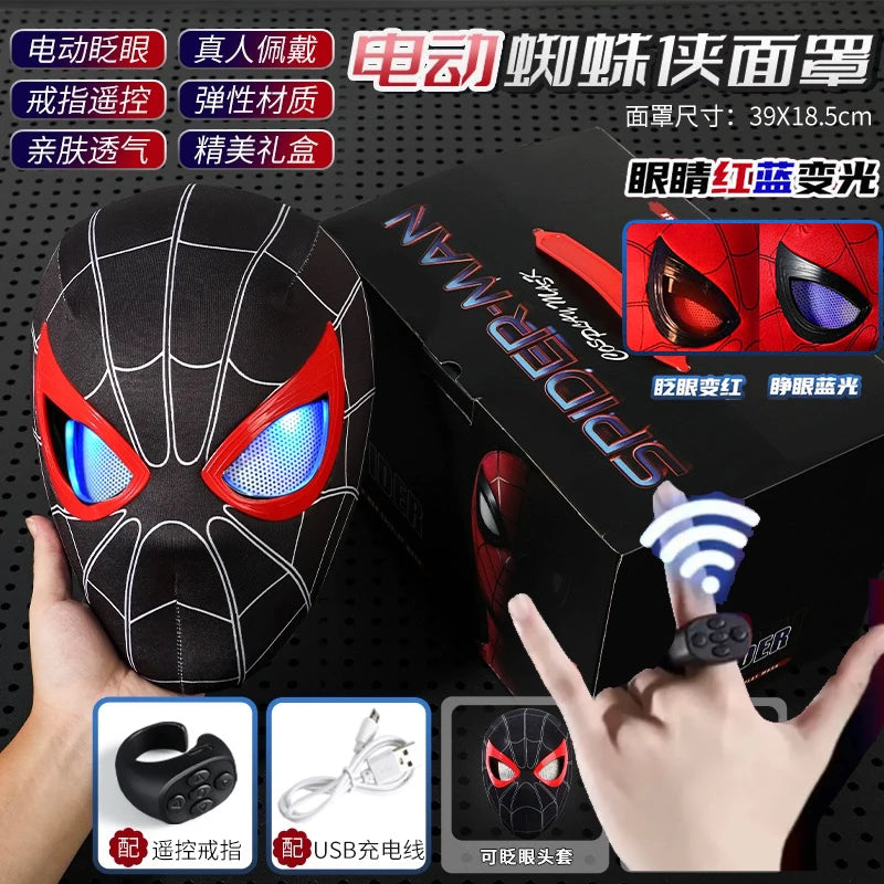 Remote-Controlled Spider-Man LED Cosplay Headgear with Glowing Red and Black Design 2026