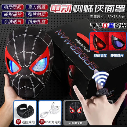 Remote-Controlled Spider-Man LED Cosplay Headgear with Glowing Red and Black Design 2026