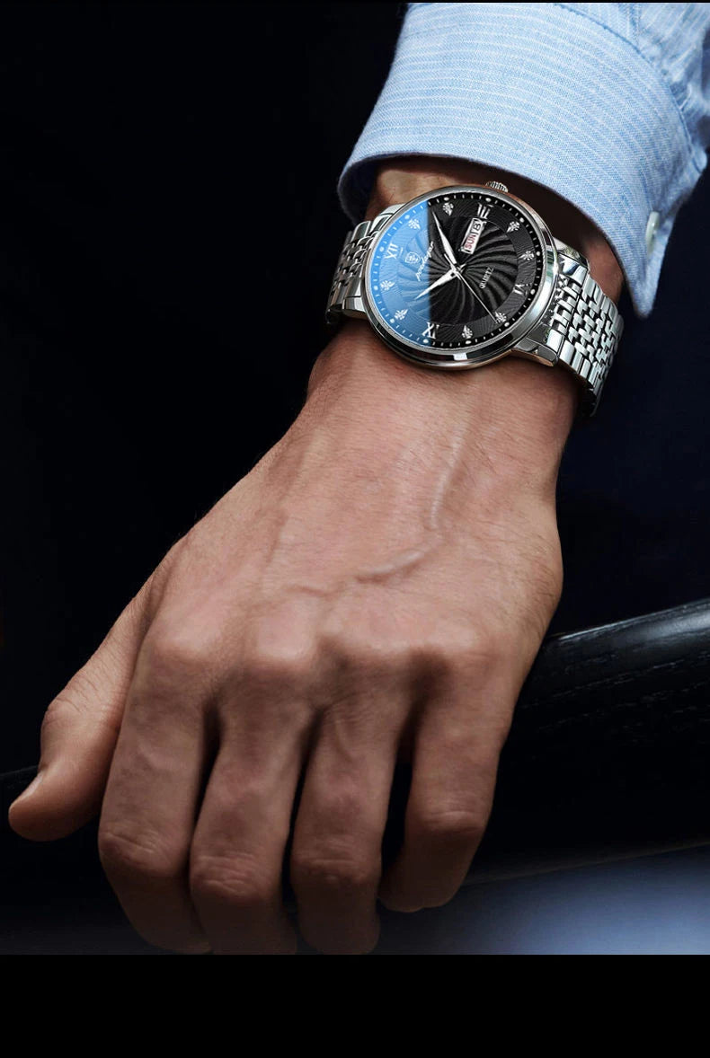 Quartz Wristwatch Stainless Steel Luminous Date Week