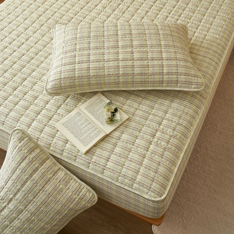 Protège-matelas matelassé à carreaux housse respirante antibactérienne literie automne 2025 sommeil frais