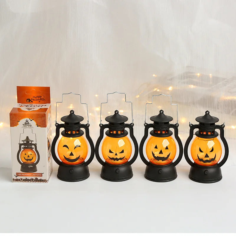 Halloween-LED-hanglamp in de vorm van een pompoen, spooklamp in retro-olielampstijl voor feest- en huisdecoratie, griezelig accessoire 2026
