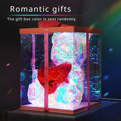 Fargerik LED Teddybjørnlampe med hjerte - En hjertevarmende Valentinsdagsgave til bursdager og jubileer