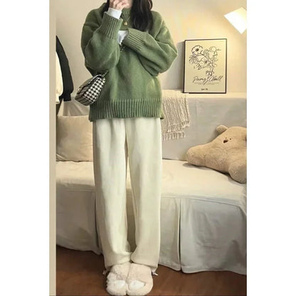 Oversized hyggelig damesweater - rundhalset strik, lag-på-lag