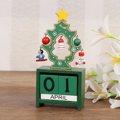 Adorno de calendario de cuenta regresiva de madera para Navidad, decoración de mesa