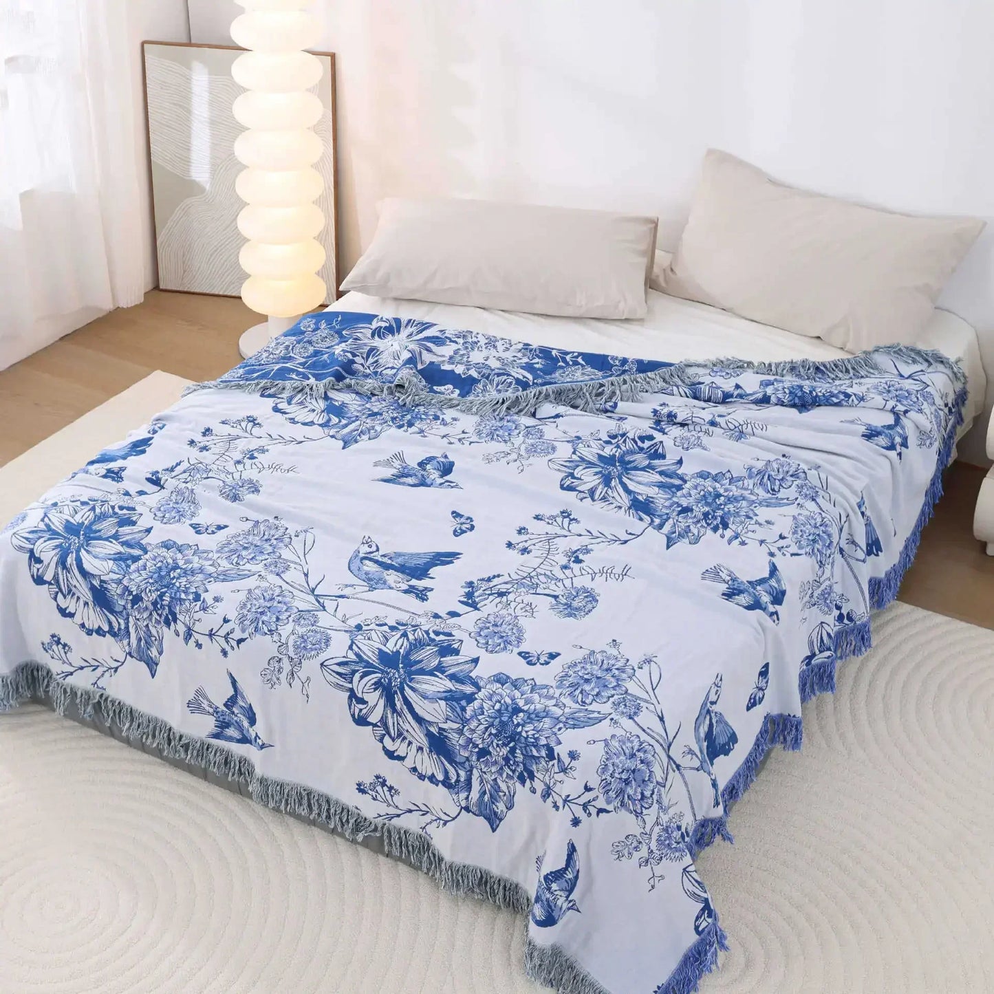 Double-Sided Japanese Cotton Throw Blanket - Versatile Sofa Cover & Bedspread, All-Season Cooling