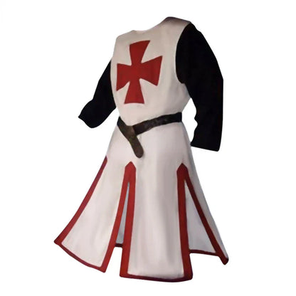 Costume de cosplay des Chevaliers Templiers Croisés - Ensemble authentique de tunique et de cape pour Halloween