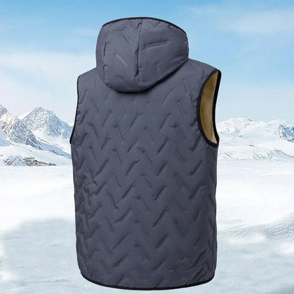 Warm Mens Hooded Down Vest - Quilted Fleece Lined Travel