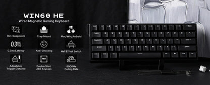 Teclado Mecánico Magnético Hot Swap 60 Porciento 8000Hz