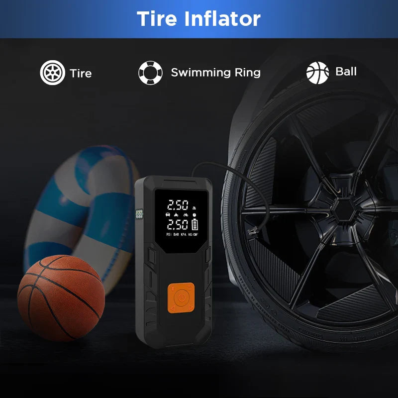 Auto Starthilfe 4-in-1 Tragbare Powerbank Luftkompressor Schnellladung 12V Notfallstarter Herbst 2025 Geschenk