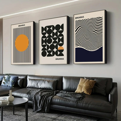 Stampe d'arte murale geometrica moderna Bauhaus set di tre pezzi