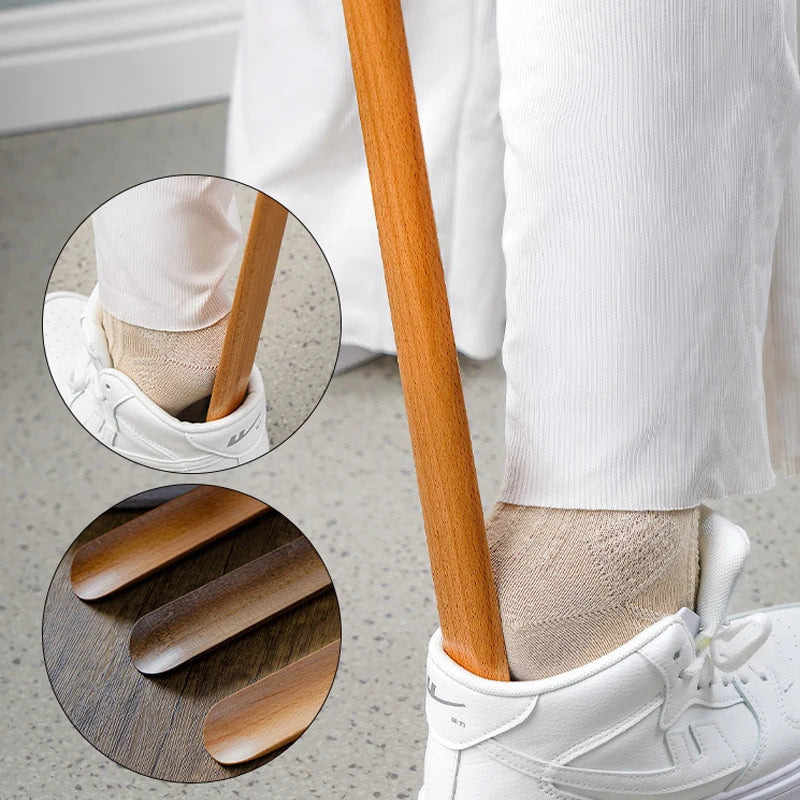 Shoehorn Wooden Magnetic 55cm Beech Long Handle Easy Wear