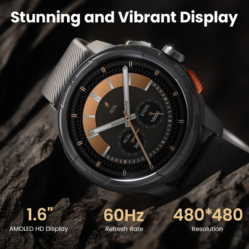 Smartwatch With GPS – 1.6-Inch AMOLED, 5ATM Waterproof, Bluetooth Calling, 22-Day Battery, Fall 2025 Gift
