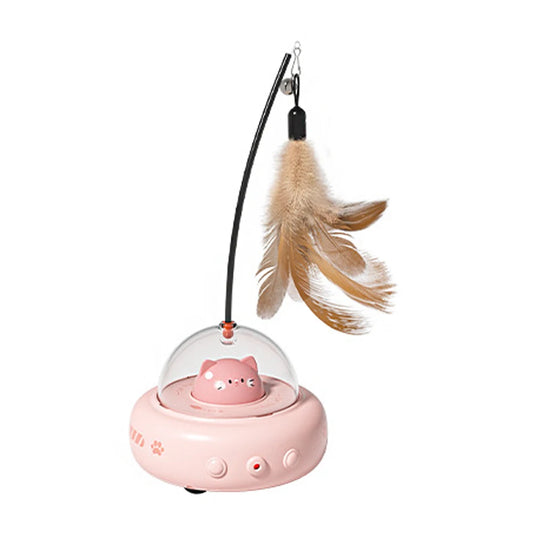 Electric Cat Interactive Toy with Feather Teaser Wand - Rechargeable, Fun for Chasing Training