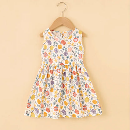 Soft girls’ dress - sleeveless a-line, assorted prints and patterns, cotton, for summer wear