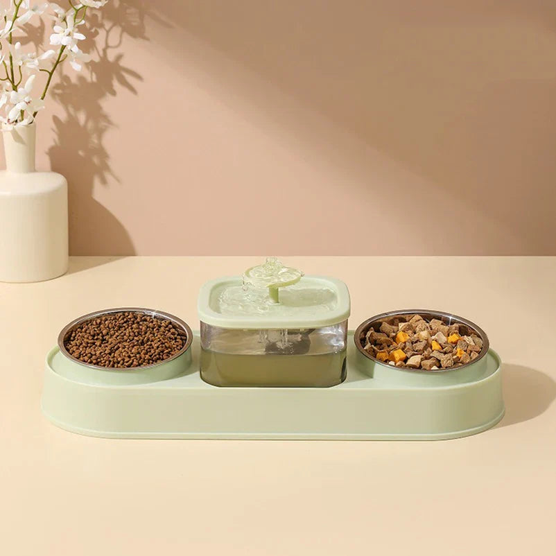 Automatischer Futterspender 200ml Portion Doppelnapf Edelstahl Futter- und Wasserstation Fall 2025 Rutschfest Leicht zu Reinigen