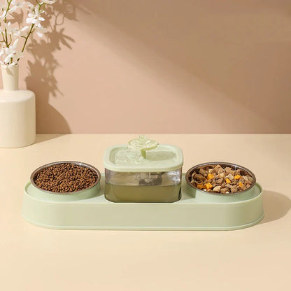 Automatischer Futterspender 200ml Portion Doppelnapf Edelstahl Futter- und Wasserstation Fall 2025 Rutschfest Leicht zu Reinigen
