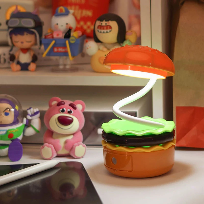 Lampada da scrivania con luce notturna e temperamatite a forma di hamburger, lampada LED per lettura, regalo ritorno a scuola 2026