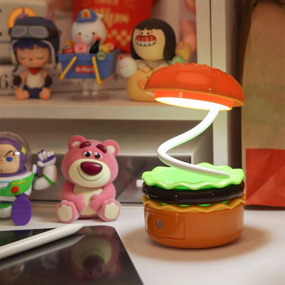 Lampada da scrivania con luce notturna e temperamatite a forma di hamburger, lampada LED per lettura, regalo ritorno a scuola 2026