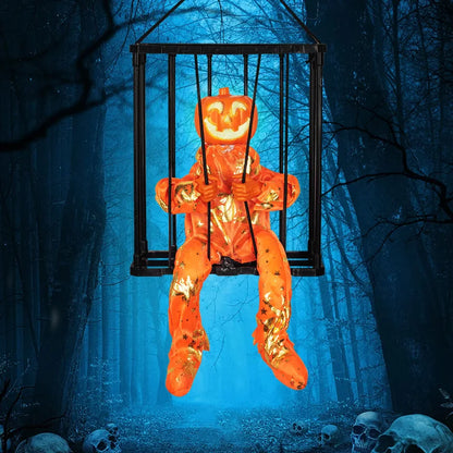 Halloween kraniedekoration hængbar fangebur rekvisit efterår 2025 uhyggelig indendørs hængende dekoration klar til ophængning