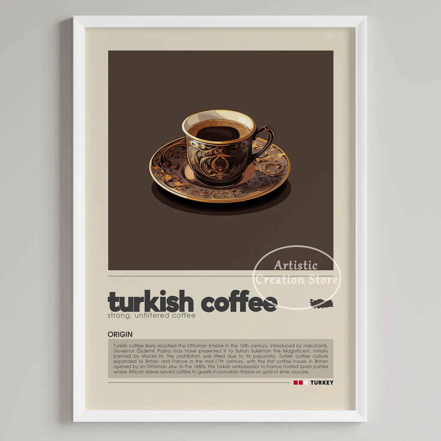 Art mural café six panneaux décoration minimaliste cuisine café