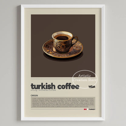 Art mural café six panneaux décoration minimaliste cuisine café