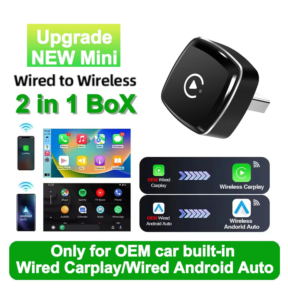 Wireless CarPlay AI Box 2in1 Android Auto Dongle Plug and Play Bilradio Opgradering 99 Procent Bilkompatibilitet Efterår 2025