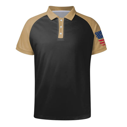 Breathable Men's Polo Shirt - Classic Polo, Distressed USA Flag Print, Athletic Wear