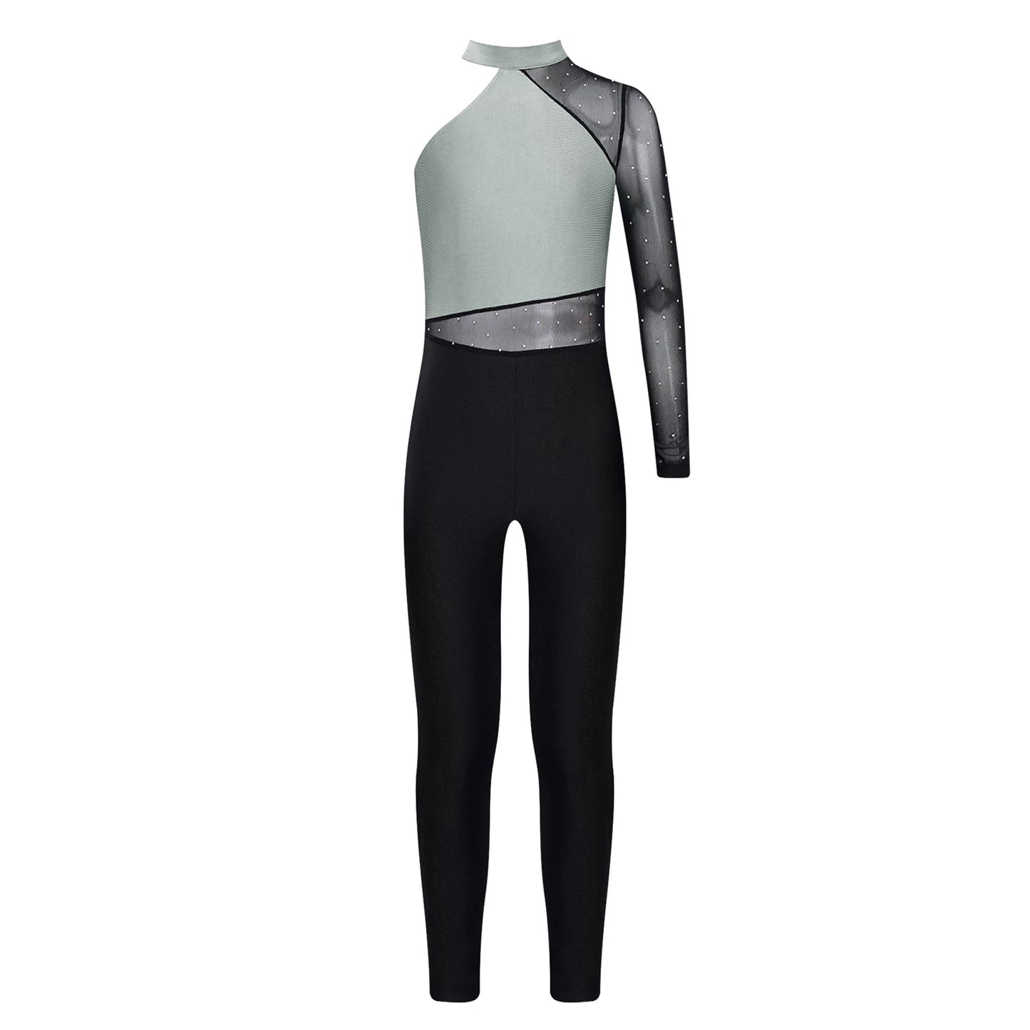 Stretchy Girls Unitard – Long Sleeve, Snakeskin, Polyester, Nylon, Elastane, For Ballet, Rhythmic Gymnastics