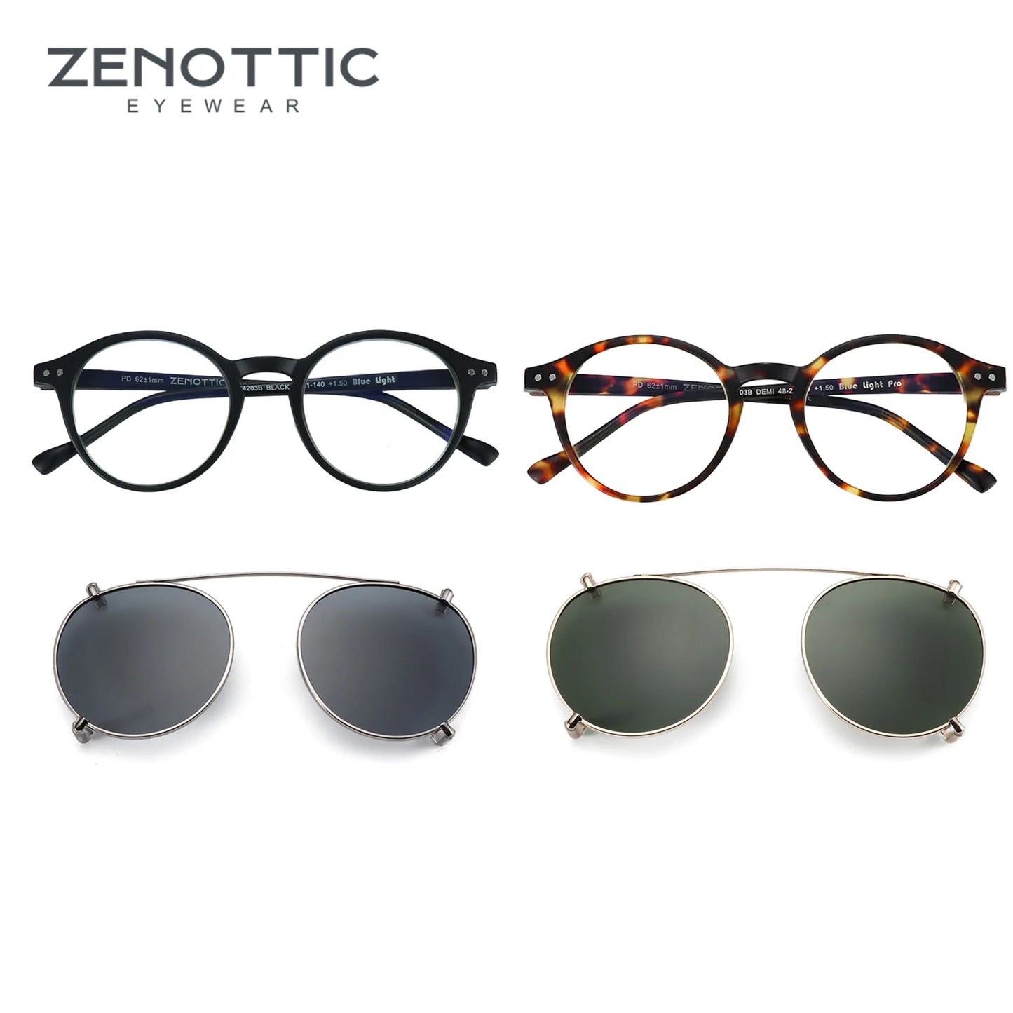 Clip-On Zonnebril Retro Ronde Monturen Anti Blauw Licht Polariserende Clip-Ons Zomer 2026