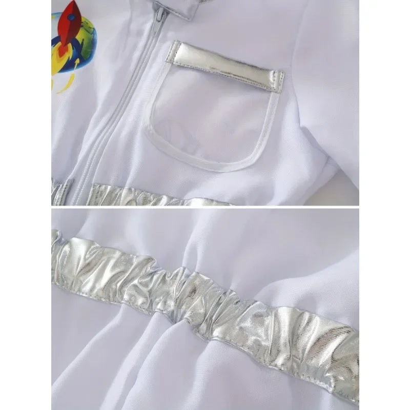 Kids NASA Astronaut White Space Suit Jumpsuit Halloween Cosplay Costume Set with Gloves and Hat 2026