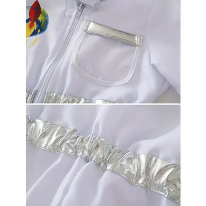 Kids NASA Astronaut White Space Suit Jumpsuit Halloween Cosplay Costume Set with Gloves and Hat 2026