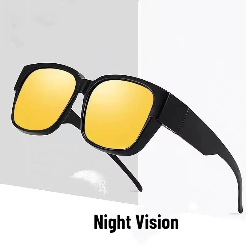Photochromic Night Vision Glasses Fit Over Sunglasses UV Protection Night Driving