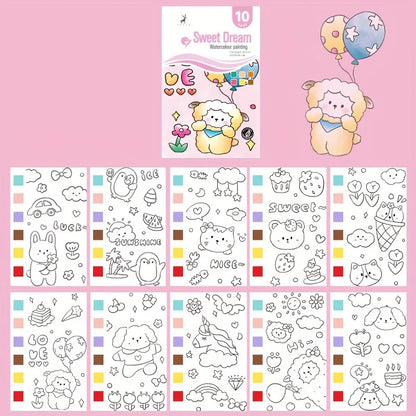 Watercolor Painting Book With Pen Self Contained Water Colors Art Kit For Kids Back To School 2025 Gift