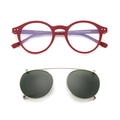 Clip-On Zonnebril Retro Ronde Monturen Anti Blauw Licht Polariserende Clip-Ons Zomer 2026