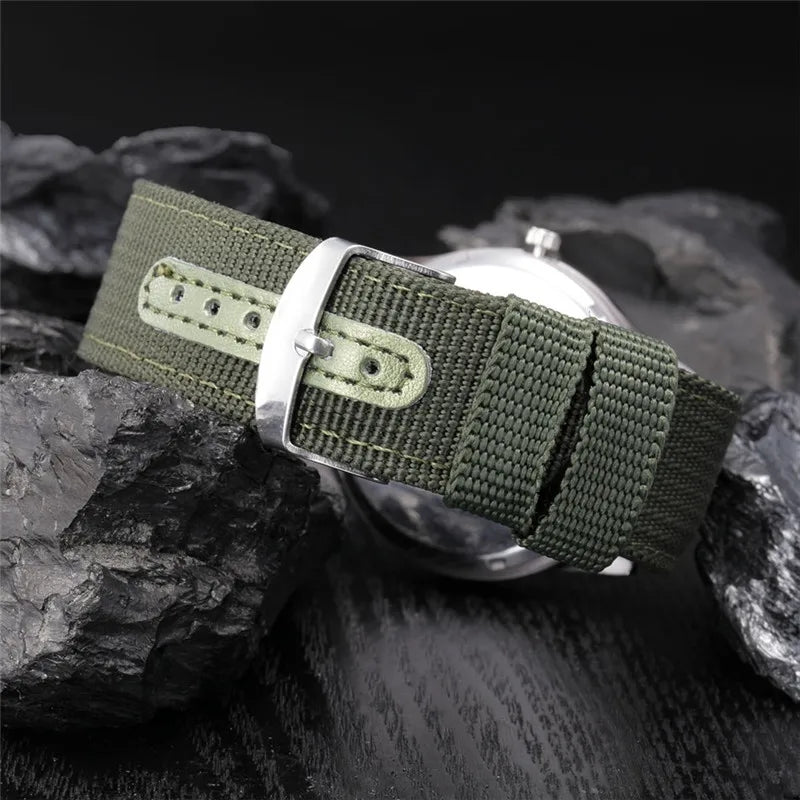Quartz Field Watch Nylon Strap Military Style Date Luminous