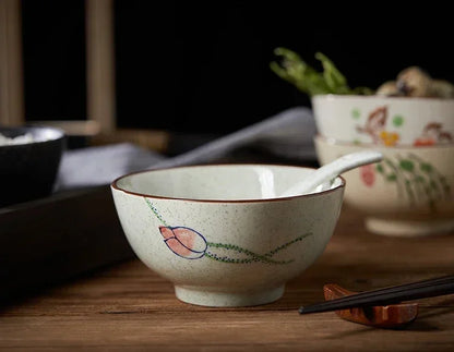 Keramisk 4.5 tommer japansk riskål retro hjemmetableware