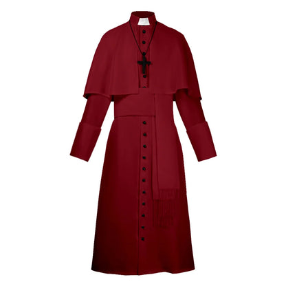 Middeleeuws katholiek priesterkostuum, pauselijke geestelijke, kazuifel-cosplaykostuum voor mannen, Halloween 2026