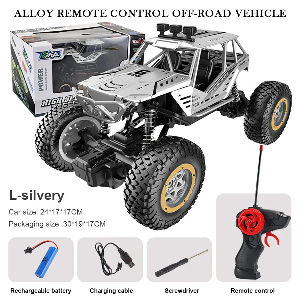 Remote Control Car Off Road Monster Truck Rock Crawler 4WD Dual Motors Metal Shell LED Headlights Kids Gift Fall 2025