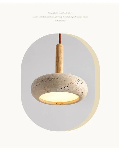 Japandi LED Pendant Lamp Yellow Stone Wabi Sabi Ambient Design