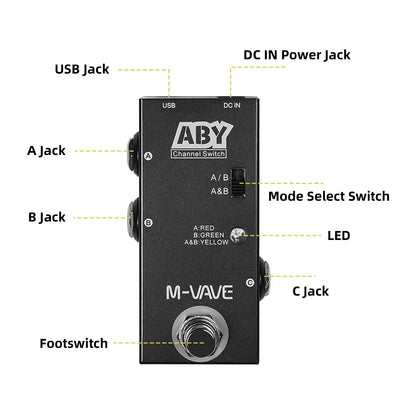 M-VAVE ABY Line Selector Pedal – True Bypass AB Box Mini Guitar Bass Channel Switch 2026