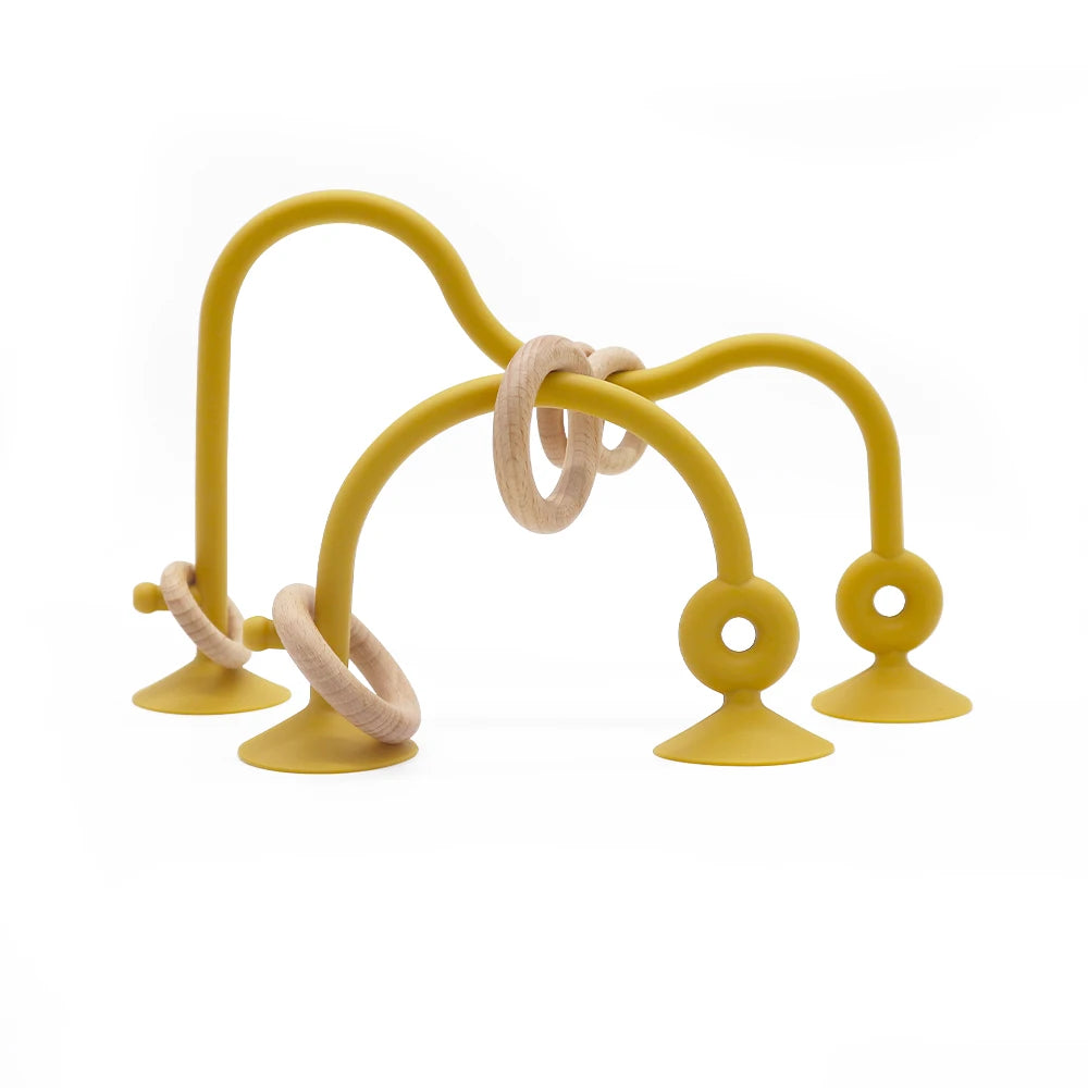 Variant image for Soft Silicone Teether Toy with Wooden Ring, Safe Teething Ring for Infants, Ideal for Teething Relief and Sensory Exploration-1