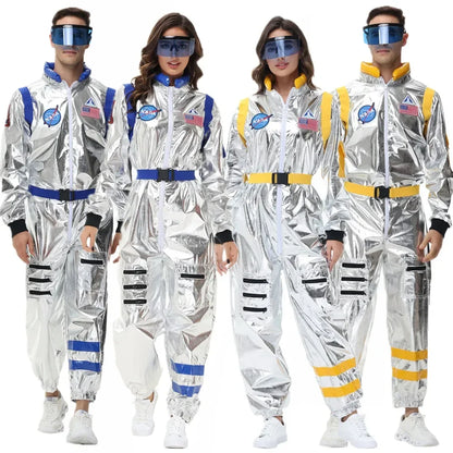 Zilverkleurig astronautenruimtepak voor volwassenen, jumpsuit voor koppels, cosplay voor Halloween, carnaval en verkleedfeesten 2026