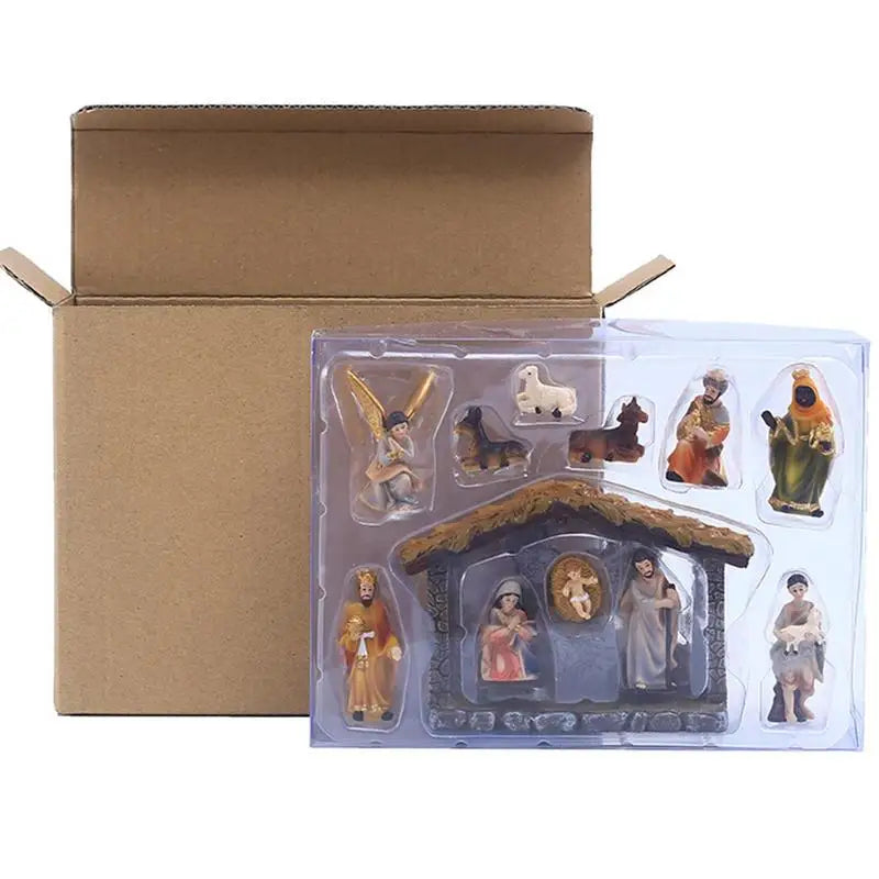 Nativity Scene Set 12-Piece Resin Tabletop Nativity Set for Christmas Indoor Decor Timeless Centerpiece