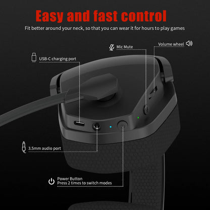 Wireless Gaming Headset With Mic Active Noise Cancellation