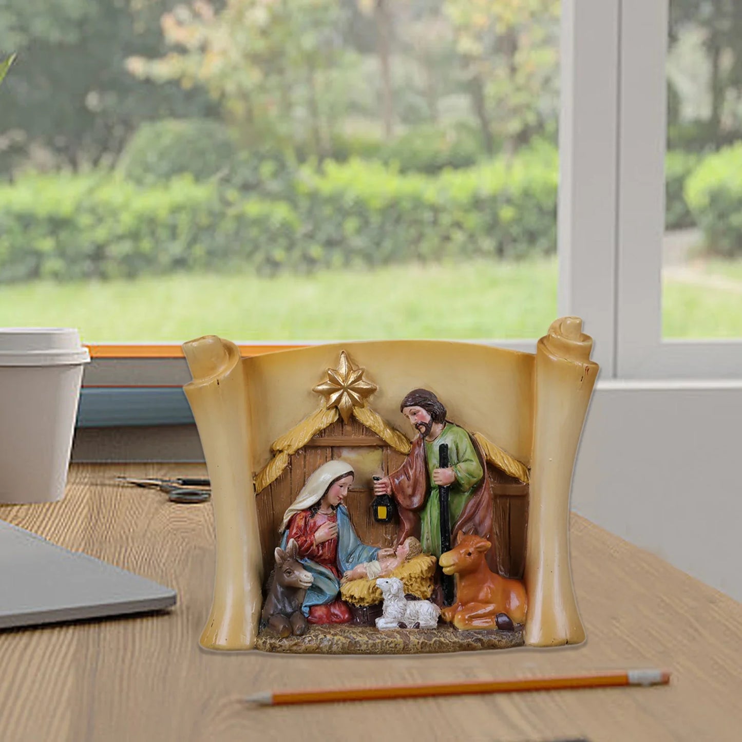 Nativity Scene Resin Figurine Holy Family Christmas Ornament For Desk Or Shelf Holiday Decor 2025 Gift